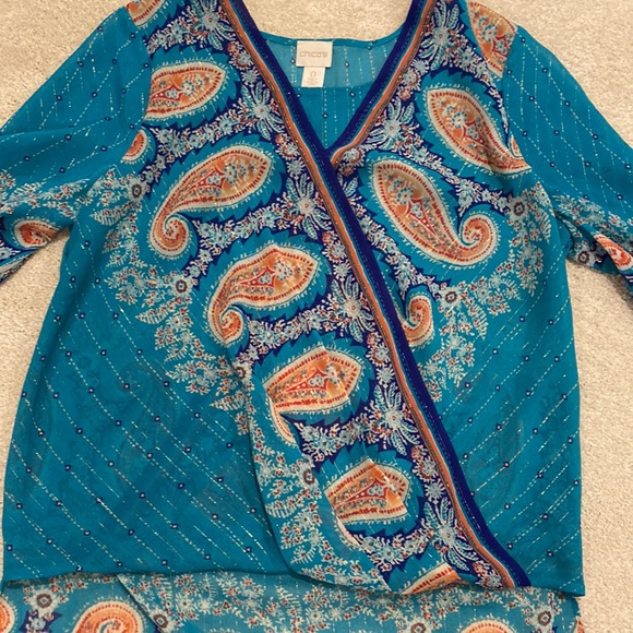 Chico’s suplice front high-low top. Turquoise with murex thread - Picture 4 of 5